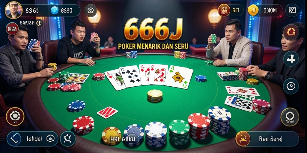Gameplay seru dalam aplikasi Poker 666J yang menantang.
