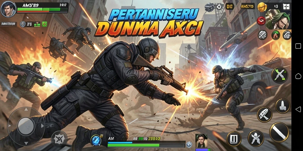 Tampilan gameplay seru dengan pertarungan aksi mendebarkan di AMS789.