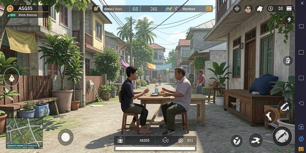 Tampilan gameplay <strong>ASG55</strong> yang menarik dengan berbagai interaksi karakter.