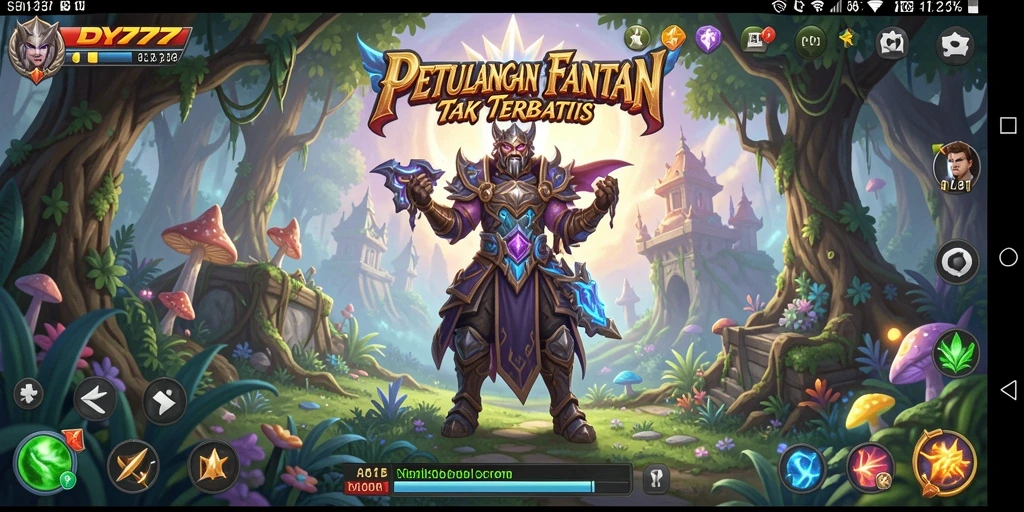 Screenshot gameplay DY777 menampilkan karakter beraksi dengan latar belakang dunia RPG yang luas.
