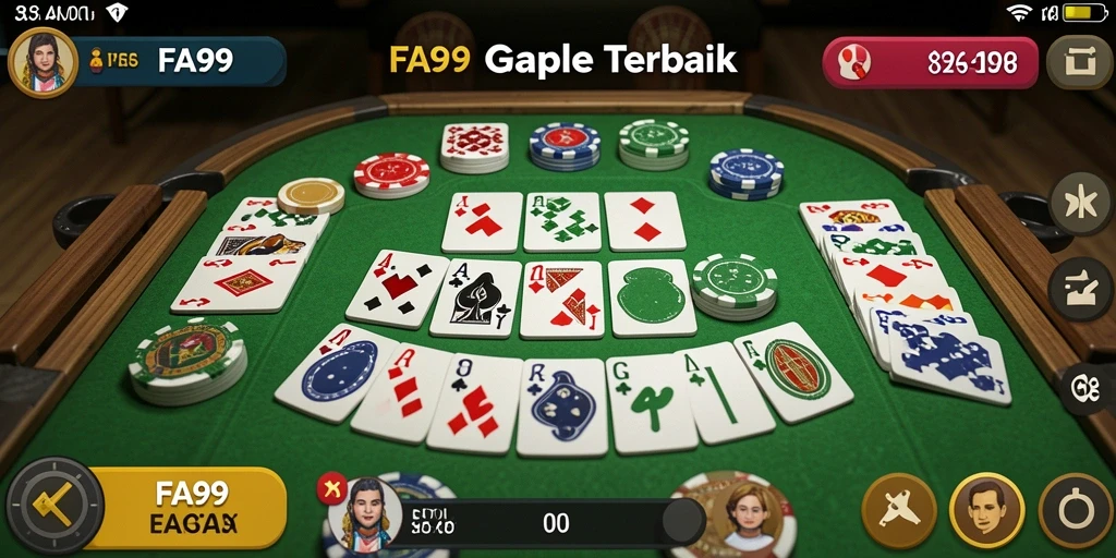 Tampilan gameplay FA99 dengan serunya bermain Gaple bersama teman-teman.
