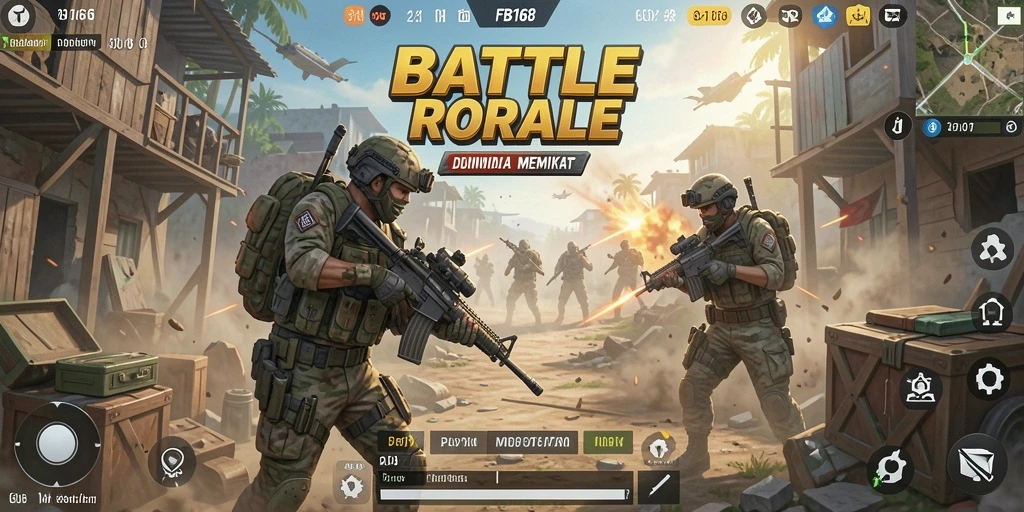 Tangkapan layar gameplay FB168 menampilkan aksi seru dalam Battle Royale.