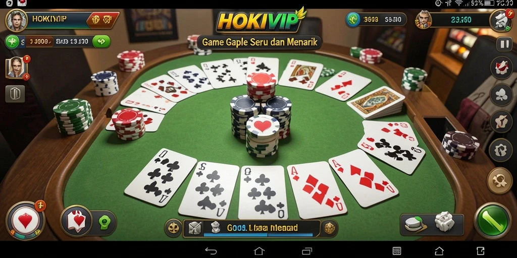Tampilan gameplay HOKIVIP yang menarik dengan aksi Gaple seru.