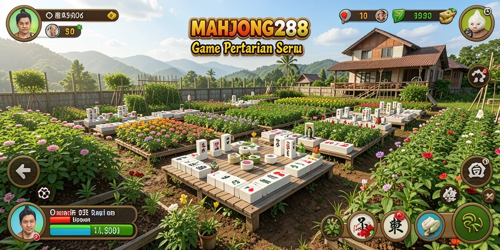 Screenshot dari gameplay MAHJONG288 menunjukkan keindahan kebun yang terawat.