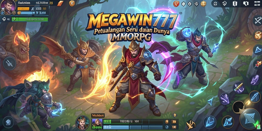 Screenshot gameplay MEGAWIN777 menampilkan pertarungan seru antar karakter MMORPG.