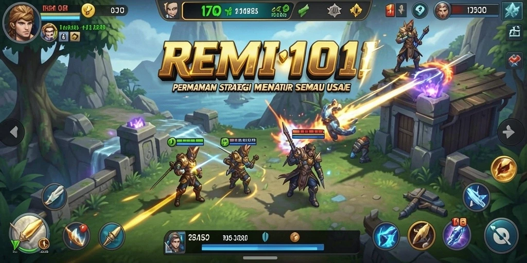 Screenshot utama REMI101 menampilkan gameplay strategi yang mendebarkan.