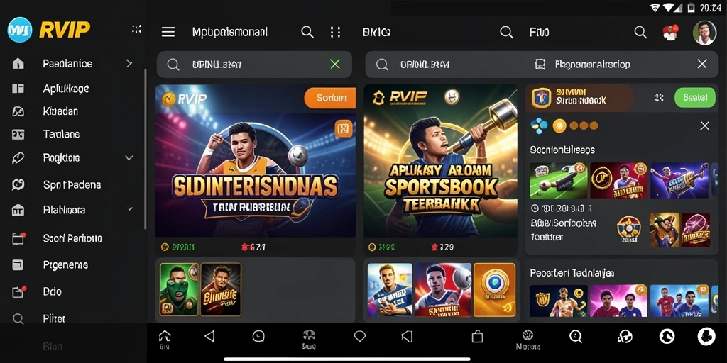 Tampilan menarik dan modern dari aplikasi Sportsbook RVIP.
